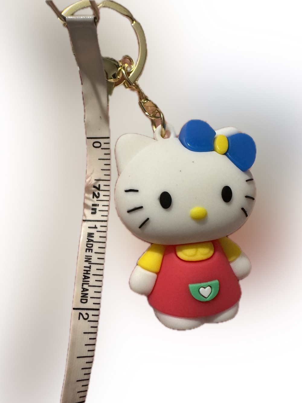 Hello Kitty Red Dress Green Pocket White Heart Keychain Wristlet - Picture 5 of 5
